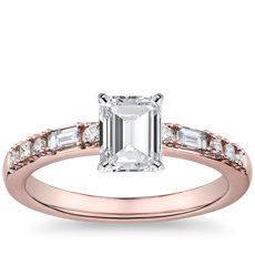  Bague de fiançailles diamant traits et points en or rose 14 carats(0,23 carat, poids total)